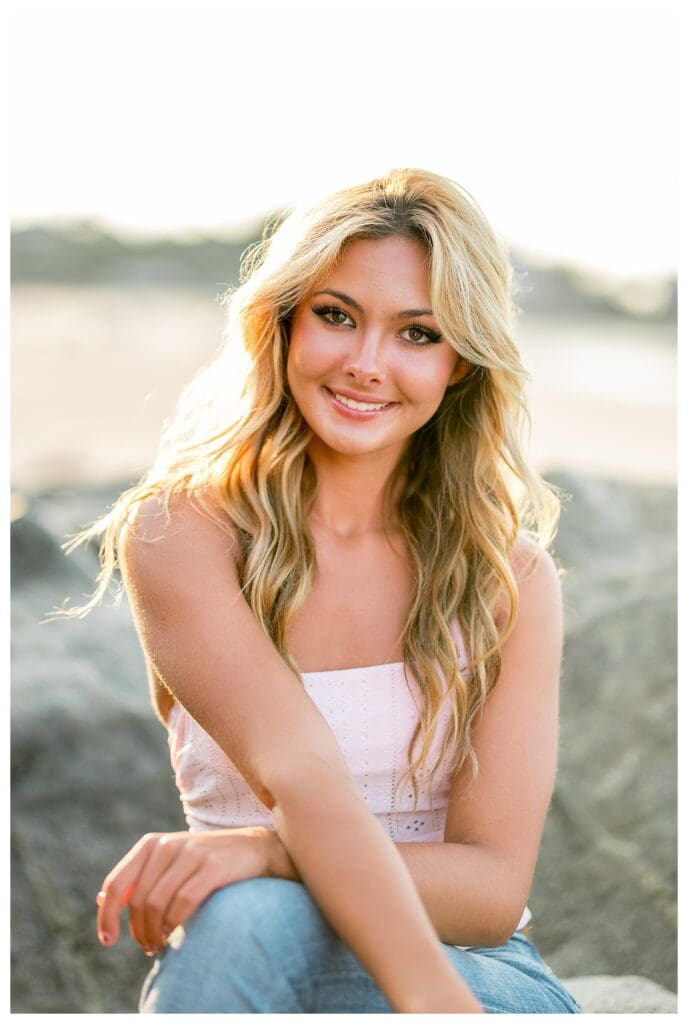 Hingham High senior portraits in Cohasset, Massachusetts with a light and airy style