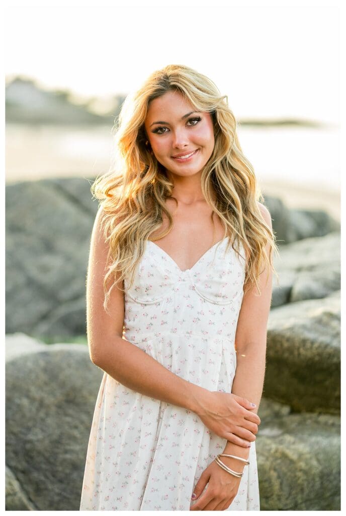 Timeless high school senior beach portraits in Cohasset, Massachusetts
