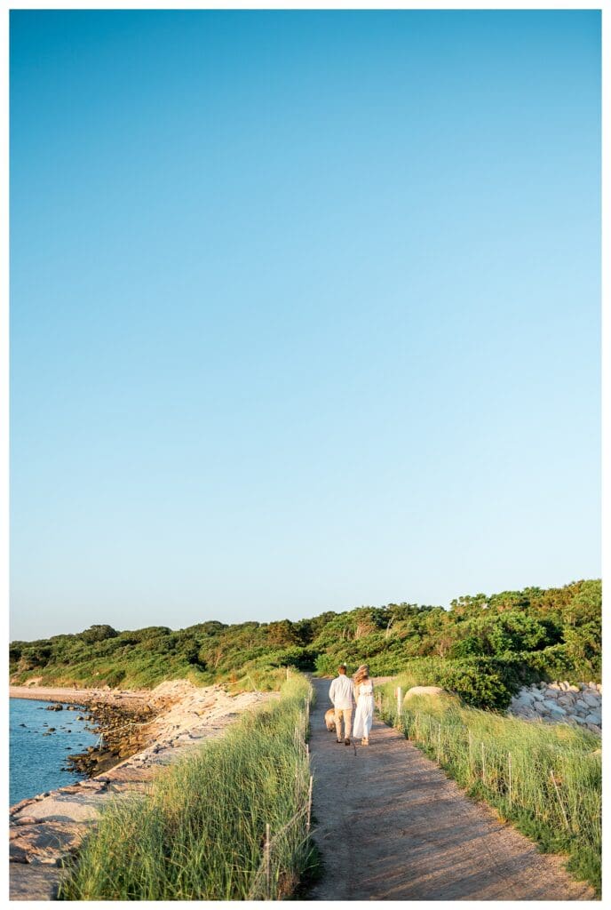 Wide coastal view at The Knob in Falmouth, Massachusetts during a Cape Cod engagement session