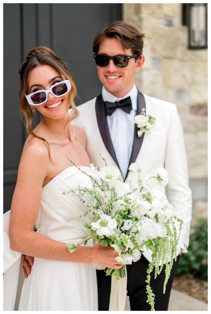 Bride and groom with stylish sunglasses at Monserate Winery