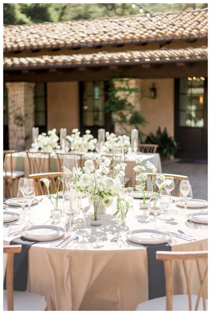 Minimalist floral arrangements styled for Monserate Winery reception