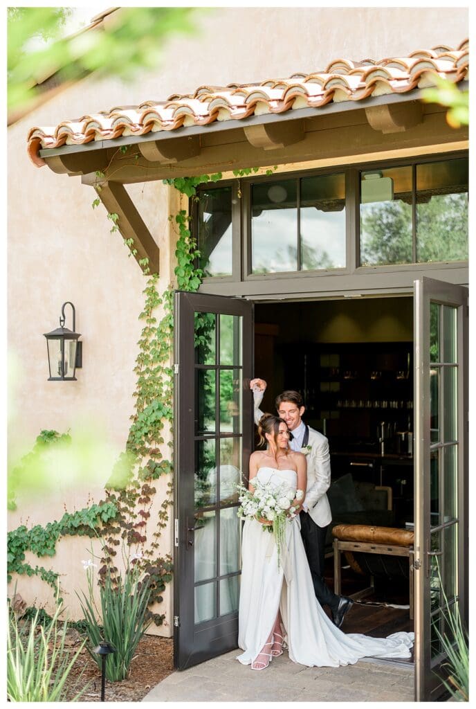 Bride and groom sharing a quiet moment at Monserate Winery