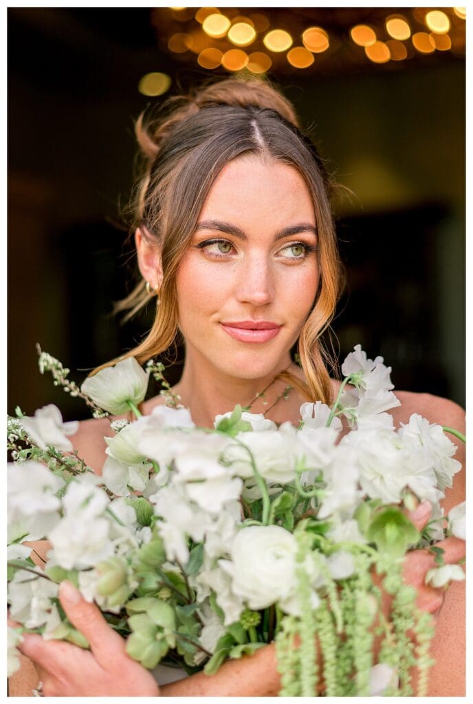 Bride with soft florals at Monserate Winery wedding