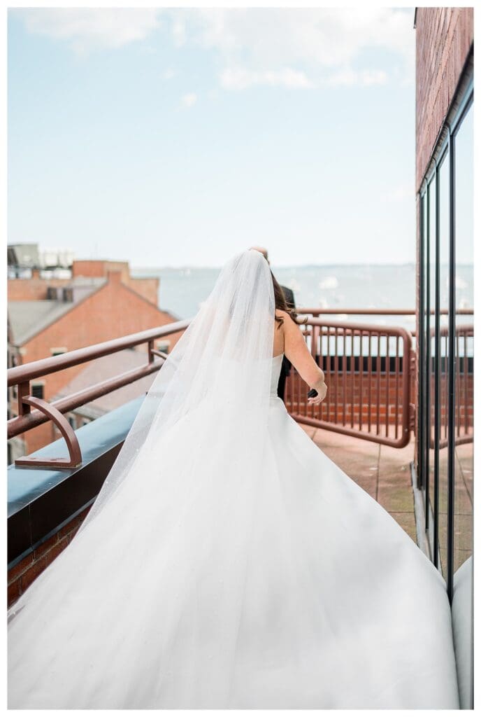 Father daughter first look at Boston hotel wedding.