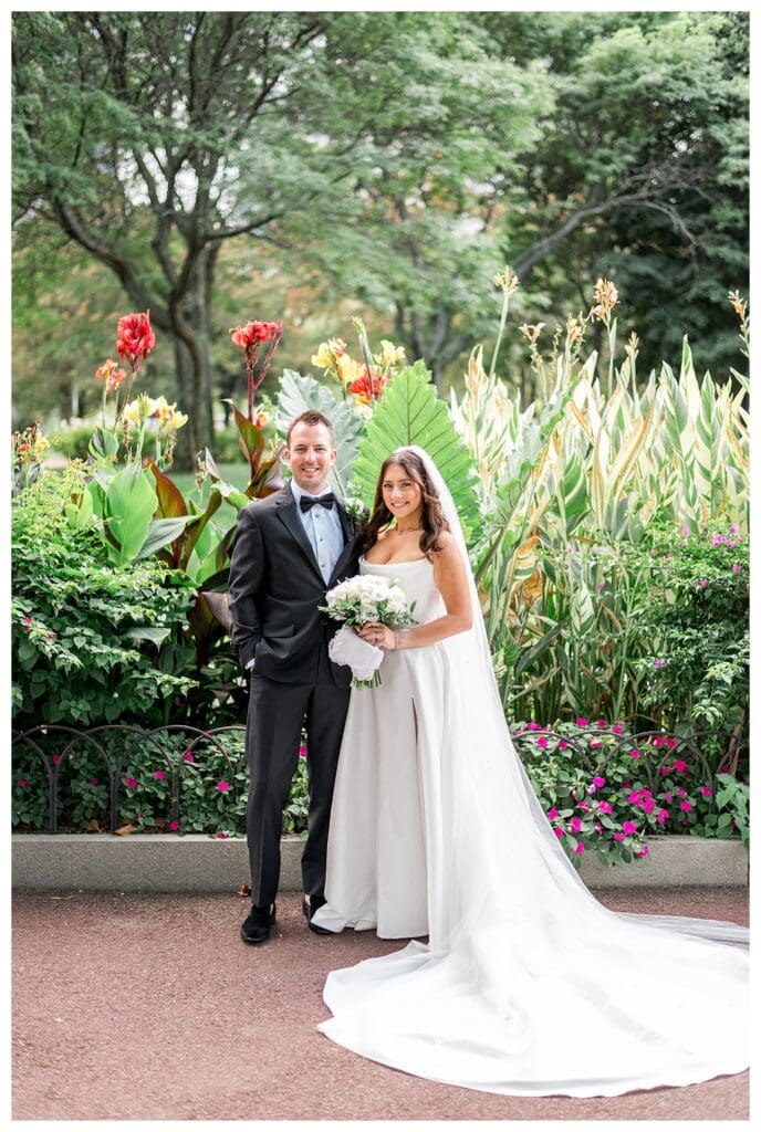Wedding portraits at Christopher Columbus Park during Boston Wedding.