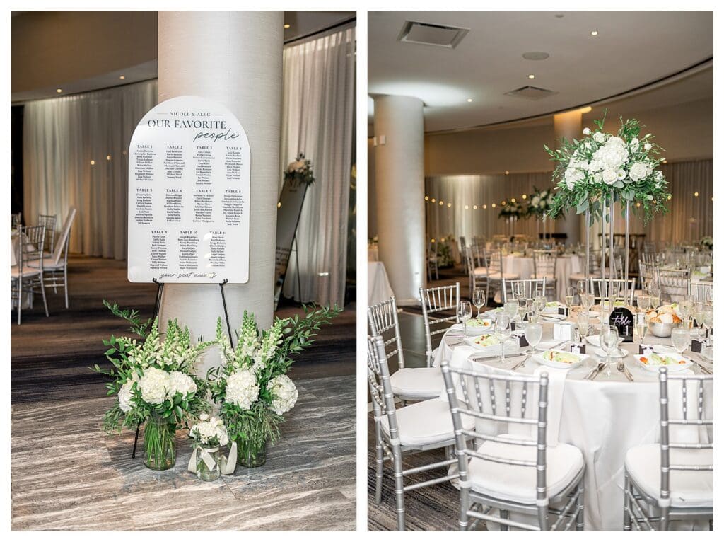 Wedding reception space at Boston Marriott Long Wharf overlooking harbor.
