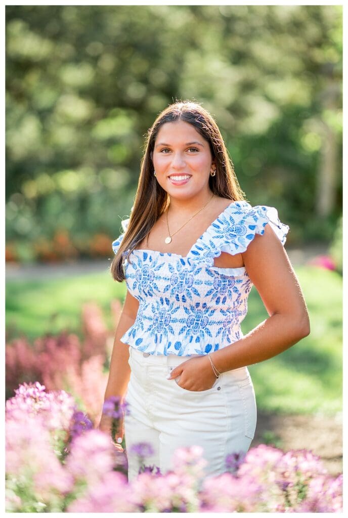 Bright and airy senior portraits at Garden at Elm Bank Wellesley