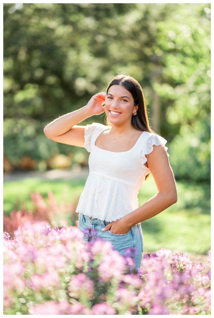 Bright and happy senior photos at Garden at Elm Bank