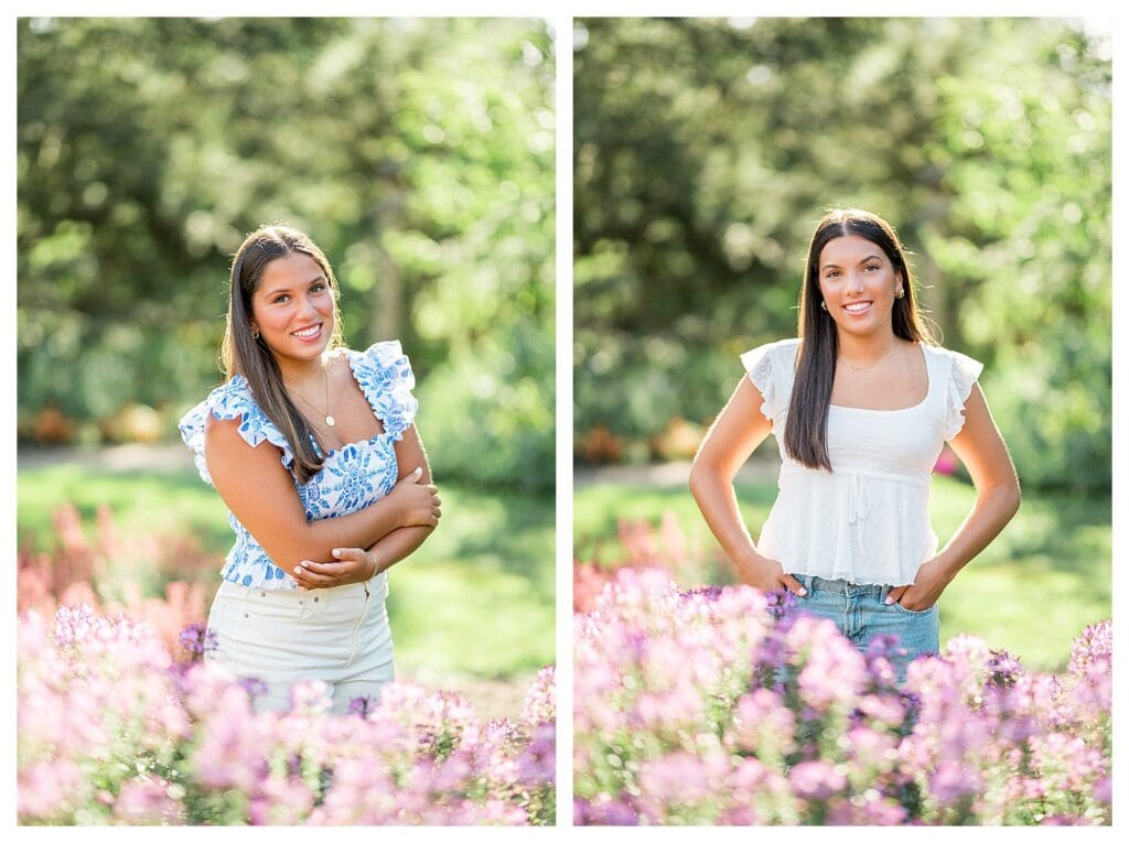 Dana Hall senior girl portrait with soft floral background