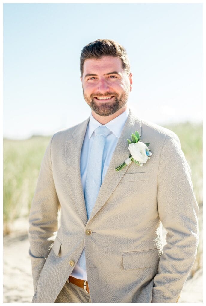 Groom standing portrait on Nauset Beach