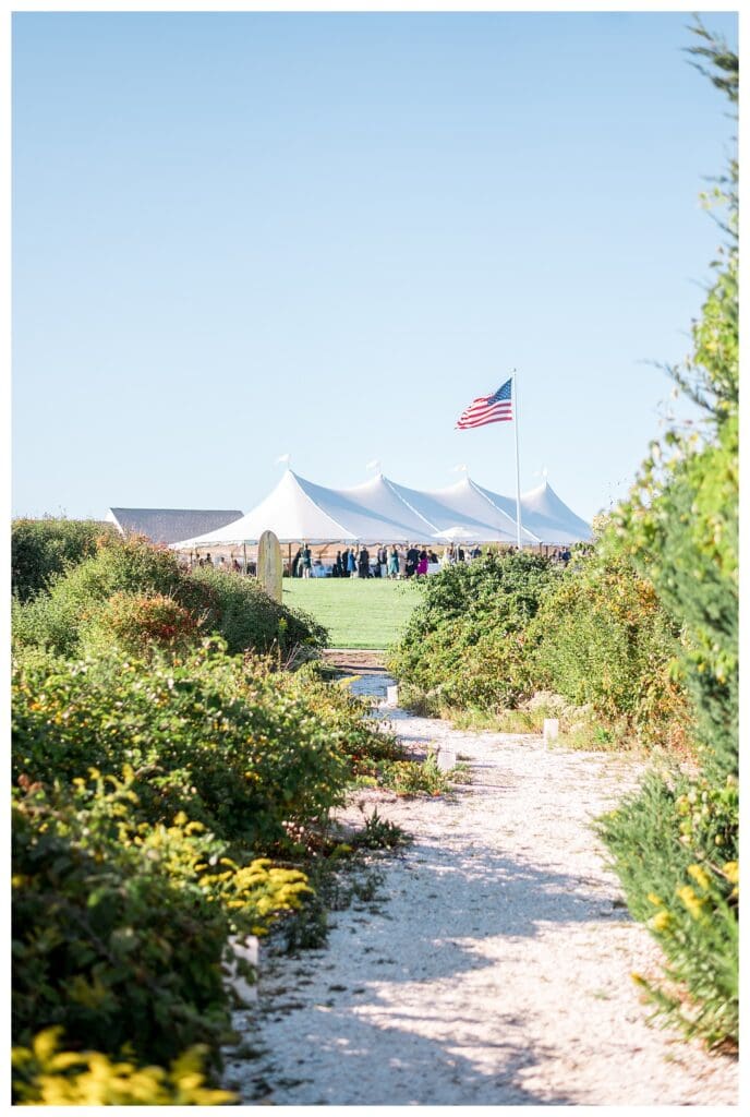 Wedding tent exterior at Nauset Beach Inn Wedding on Cape Cod