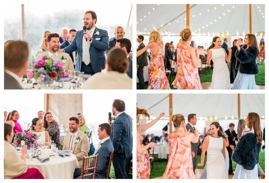 Guests reacting during heartfelt speeches