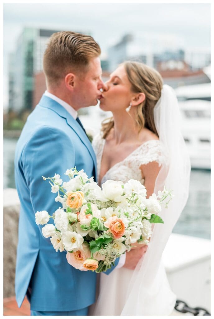 Bride and groom portrait at Boston Harbor Hotel