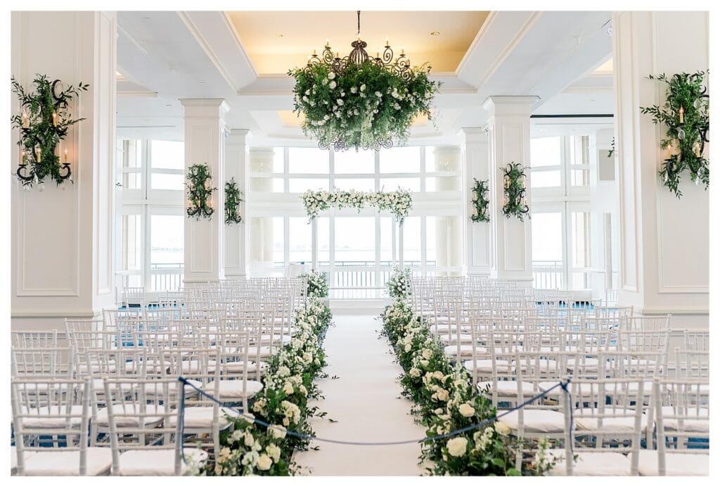 Wide shot of ceremony space at Boston Harbor Hotel