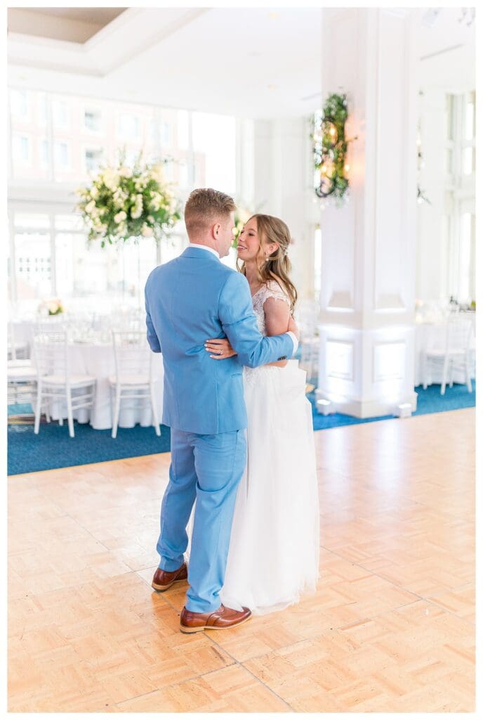 Bride and groom dancing at Boston Harbor Hotel wedding reception