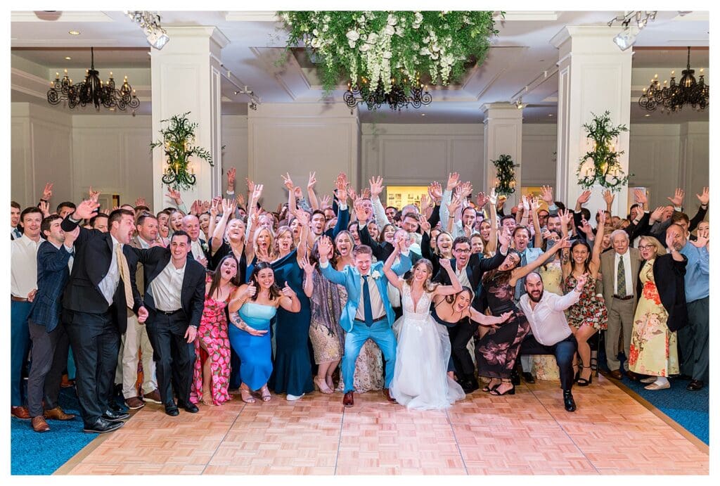 Full wedding guest group photo at Boston Harbor Hotel